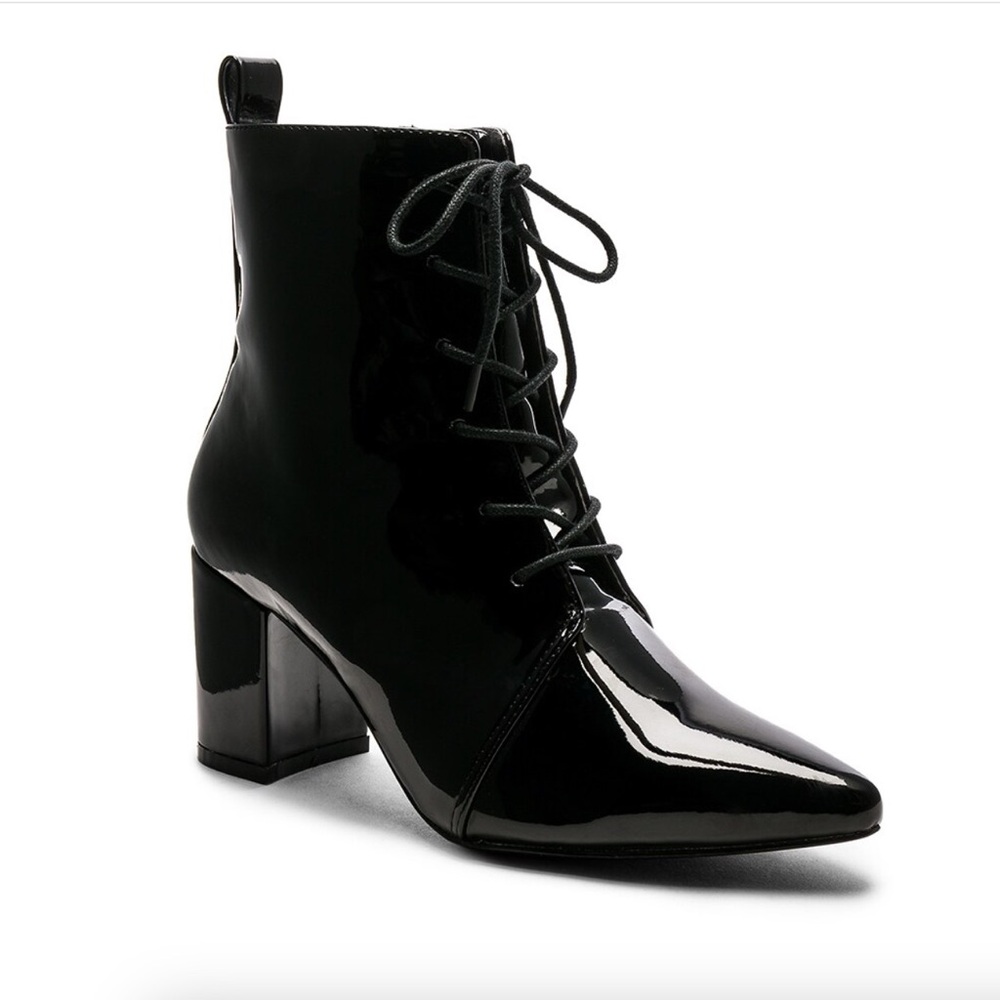 RAYE Shiny Black Lace-Up Boots